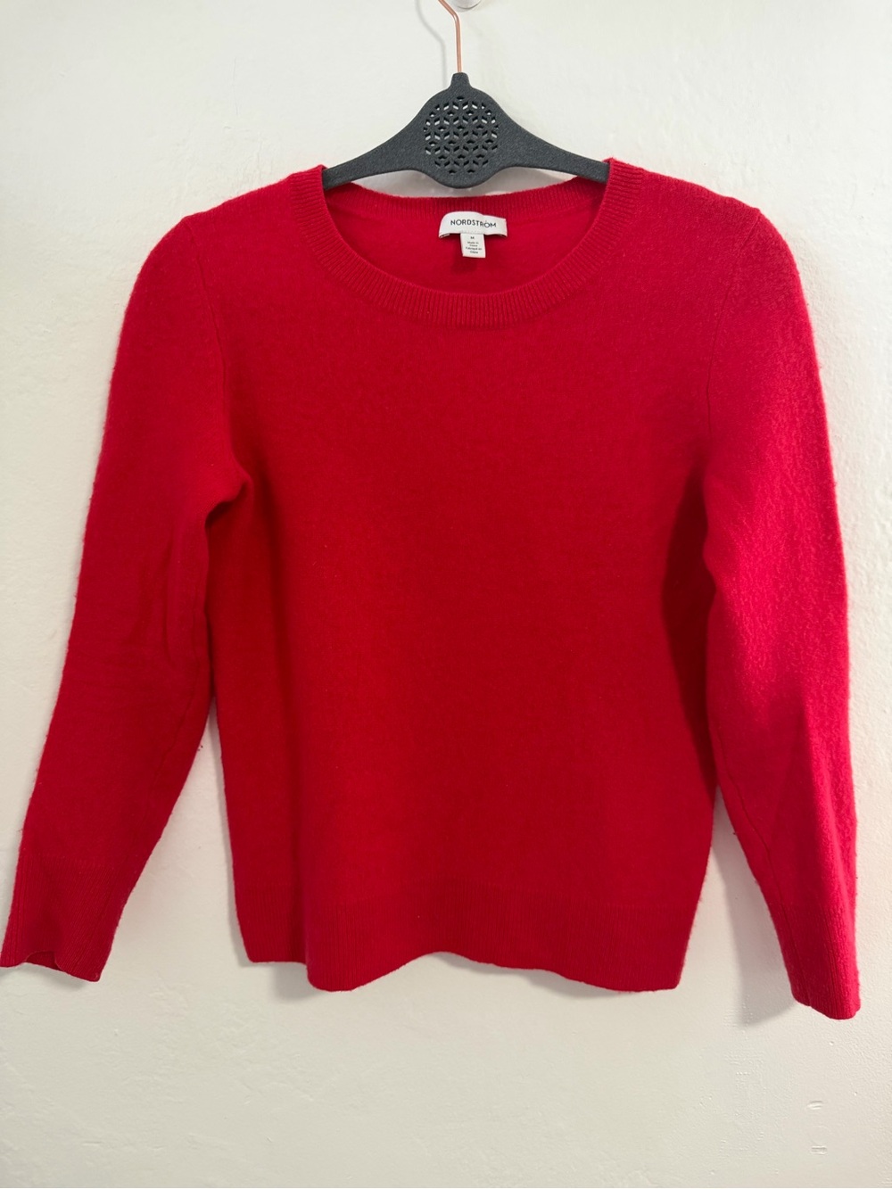 Nordstrom 100% Cashmere Red Crew Neck Sweater Medium
